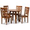 Baxton Studio Mina Modern and Contemporary Transitional Walnut Brown Finished Wood 5-Piece Dining Set 178-11383-10895-Zoro - alternate 1